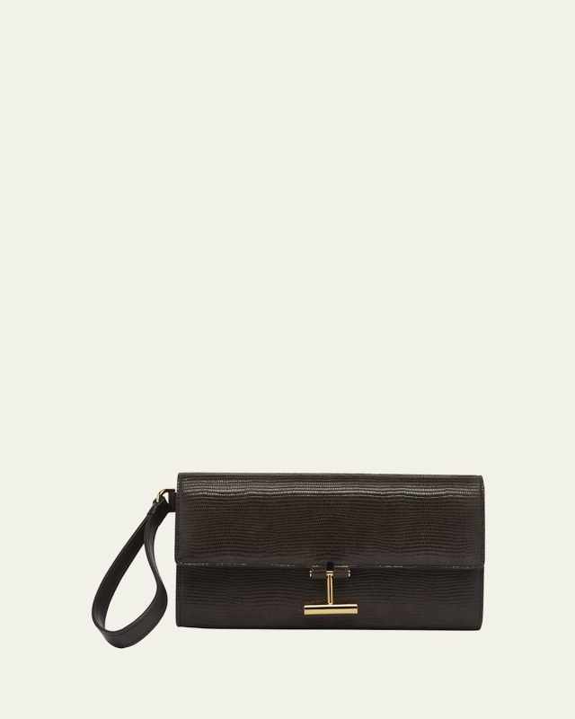 Tara Pouch Wristlet in Lizard-Embossed Leather